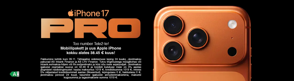 Tele2_iPhone17Pro_EE_UusHind_banner_desktop_1230x340px iPhone pakkumine
